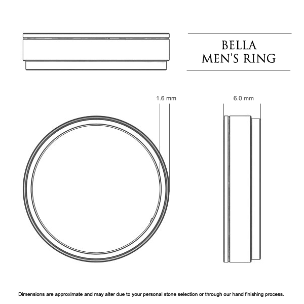 Bella Men's Wedding Band in 18kt White Gold AU - Dimensions
